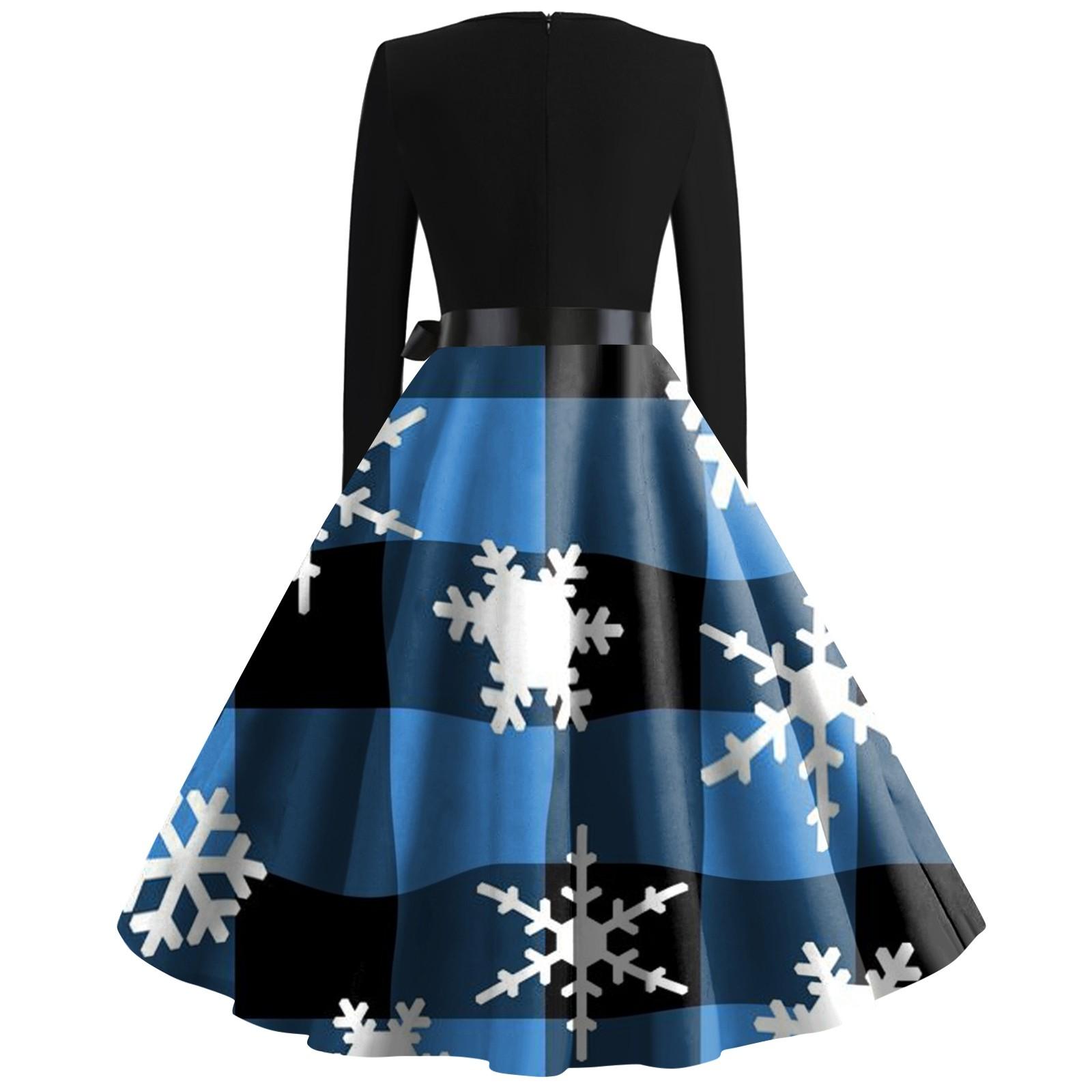 Женские модные повседневные тонкие рождественские платья с длинным рукавом с v-образным — фото 3