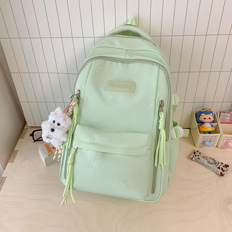 Schoolbag College Style School Bag Women's High Value 1011 New Large Capacity Bow Backpack Junior High School Student Backpack