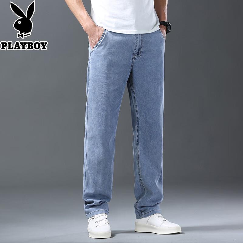 PLAYBOY Men s 2026 Spring/Summer Ice Silk Loose Straight Jeans 30