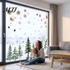 Easy Clean Wall Decals for Bedroom Christmas Tree Window Clings, Green Pine Trees Snowflake Decals, Winter Decorative Adhesive Free Film Reusable PVC