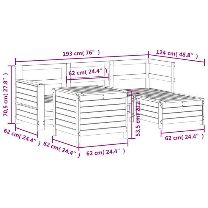 VidaXL Garden Lounge Set 5 Pcs White Solid Pine Wood, Outdoor Sofa Set, Garden Sofa Set, 3250485