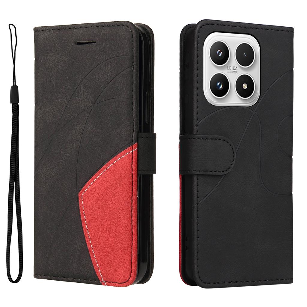 For Xiaomi 17 Leather Phone Case Stand Wallet with Bi-colour Splicing Design