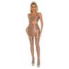 Womens Glossy Crop Top Skirt Set Sleeveless Racerback with Thigh High Stockings Partywear