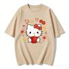 2026 Summer Hello Kitty Cartoon Printed Short Sleeve Pure Cotton Tshirt Womens Family Matching Outfits Classic Fashion Tee Top