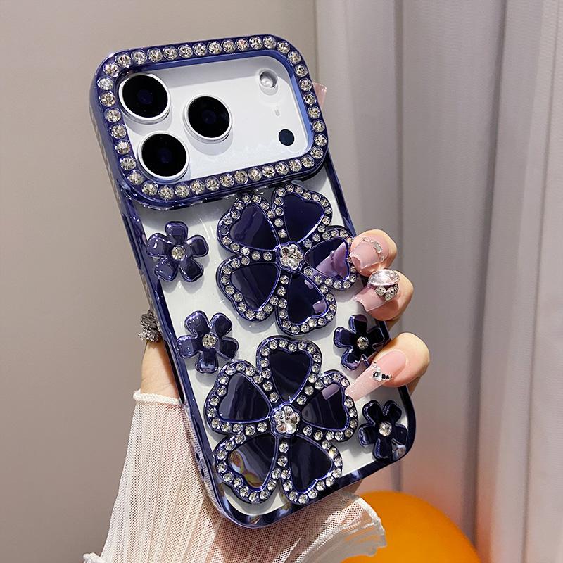 Galvanisiert Klar Bling Glitzer Farbverlauf Blumen Hülle für IPhone 17 Air 16 15 11 12 13 14 Pro Max Weiches Silikon Stoßfeste Abdeckung