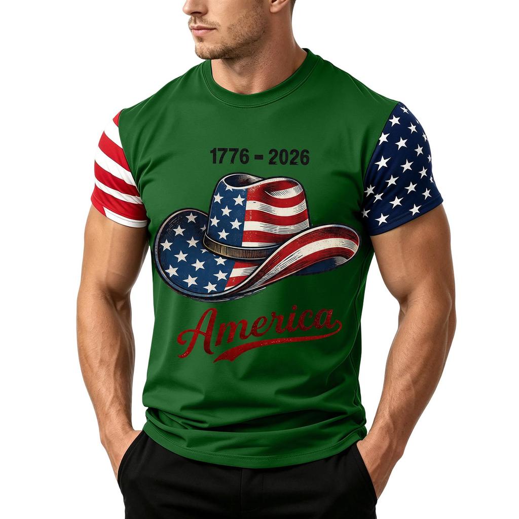 Herren Unabhängigkeitstag Flaggenprint Kurzarm T-Shirt, Locker Lässig Täglich Sommer Oberteile