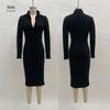 2025 European & American High-End Early Autumn Long-Sleeve Waist-Cinching Socialite Dress for Women