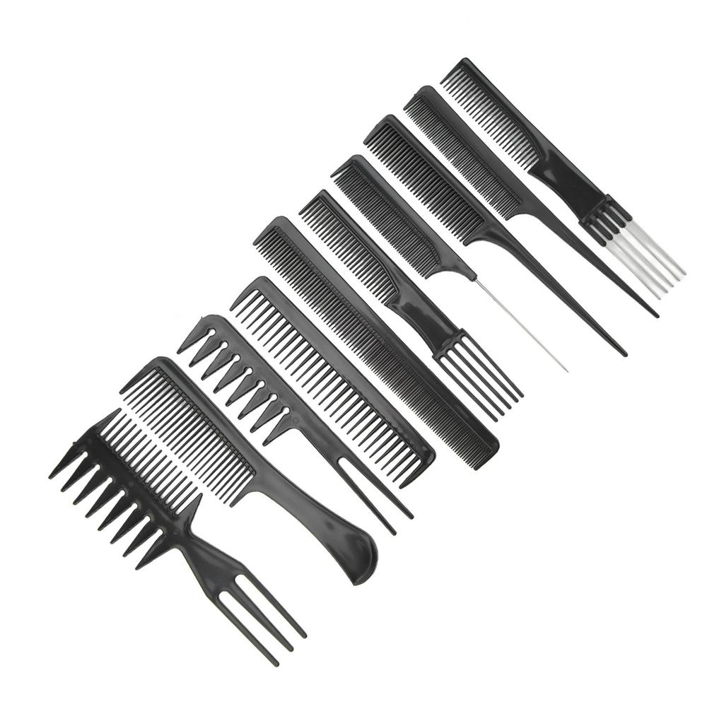 10pcs Hair Comb Professional Home Salon Ergonomic Styling Comb Set for Long Short Straight Curly Hair