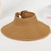 Wide Brim Straw Sun Visor Hat Adjustable Open Top Breathable Lightweight Summer Outdoor Headwear for Women and Men