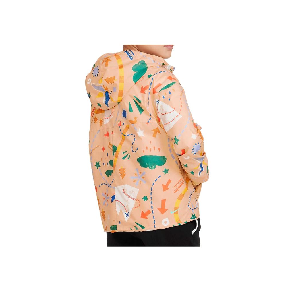 Nike All Over Print Hooded Zip Casual Jacket Kids Jackets Yellow DR6115-252