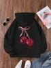 Felpa Casual Moda Bambini Autunno/Inverno Colore Unito Carino Fiocco Motivo Ciliegie Stampa Lettere, Adatta per Attività all'Aperto