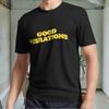 New Good Vibrations Active Logo Men's Black T Shirt Funny Size S To 5XL