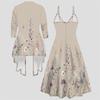 Women Plus Size Two Piece Ensemble Long Sleeve Cardigan Cami Maxi Dress