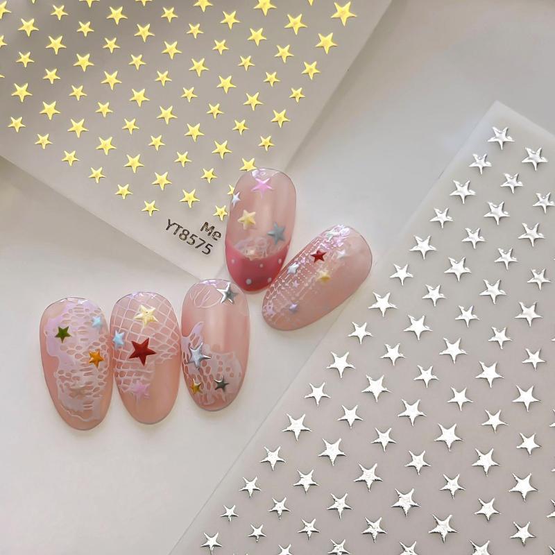 Holographic Star Nail Art Stickers Self Adhesive Assorted Colors Perfect For Diy Manicure Home Use Nail Salon Decor