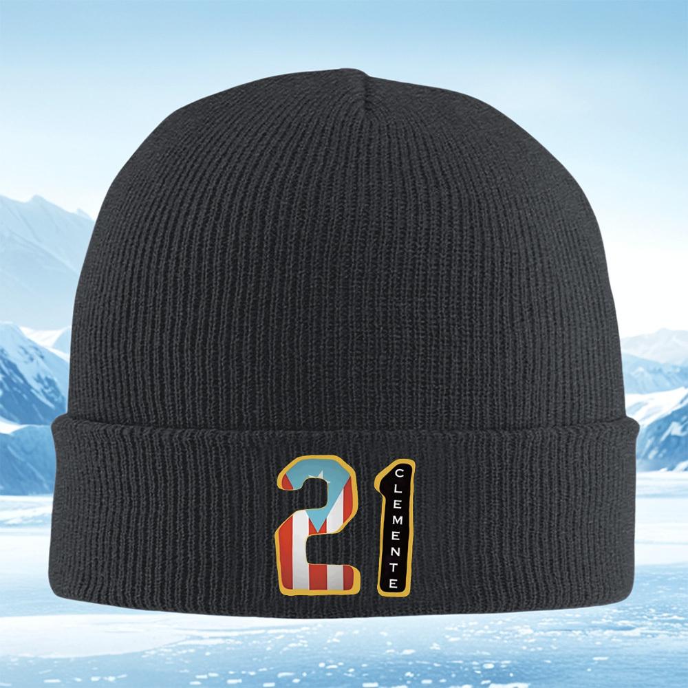 Clemente Baseball Player Number Twenty-one Men Women Unisex Knitted Hat Beanie Pullover Cap Winter Thermal Warm Christmas Outdoo