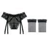 Full Lace Sexy Perspective Garter Stockings Set Ultra-thin Temptation Hot One-piece Garter Panties Women