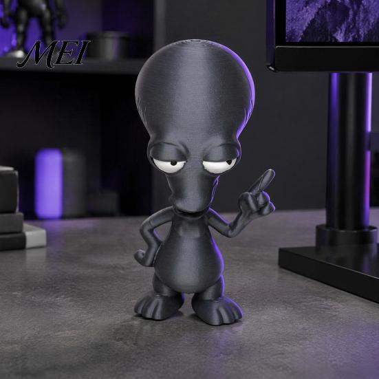 Funny Alien Decor 3D Printed Ornament, Figurine, Collectible Big Head Stable Base Statue for Desk Shelf Decor, Lovers Gift Unique Friends