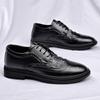 Spring New Leather Shoes Men's High-end Business Casual Shoes Formal Youth Carved Block Trendy Breathable Men's Shoes Soft Leather