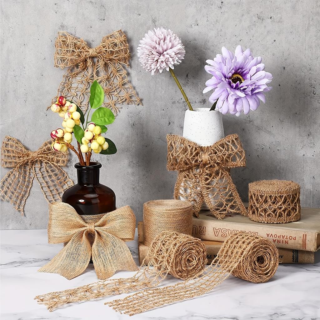 4 Rolls Natural Hemp Rope Lace Net |Decorative Woven Ribbon for DIY Crafts, Wedding Decor, Home Decor |  Parties, Gift Wrapping