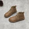 Johnature Handmade Genuine Leather Ankle Boots Casual Soft Cowhide Round Toe Lace Up Flat Women's Shoes