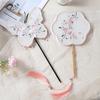 1PC Embroidery Round Fan, Ancient Female Dance Chinese Fairy Peach Blossom Handheld Small Round Fan, Folding Hand Fan