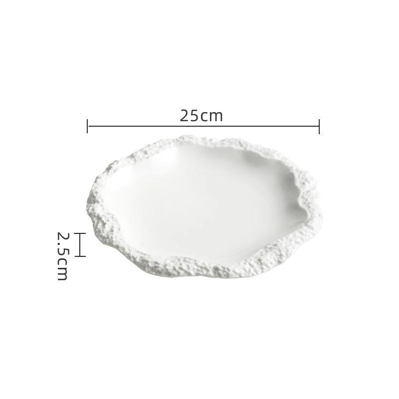 Rock Pattern Tableware Ceramic Plate White Porcelain Plates for Hotel Use