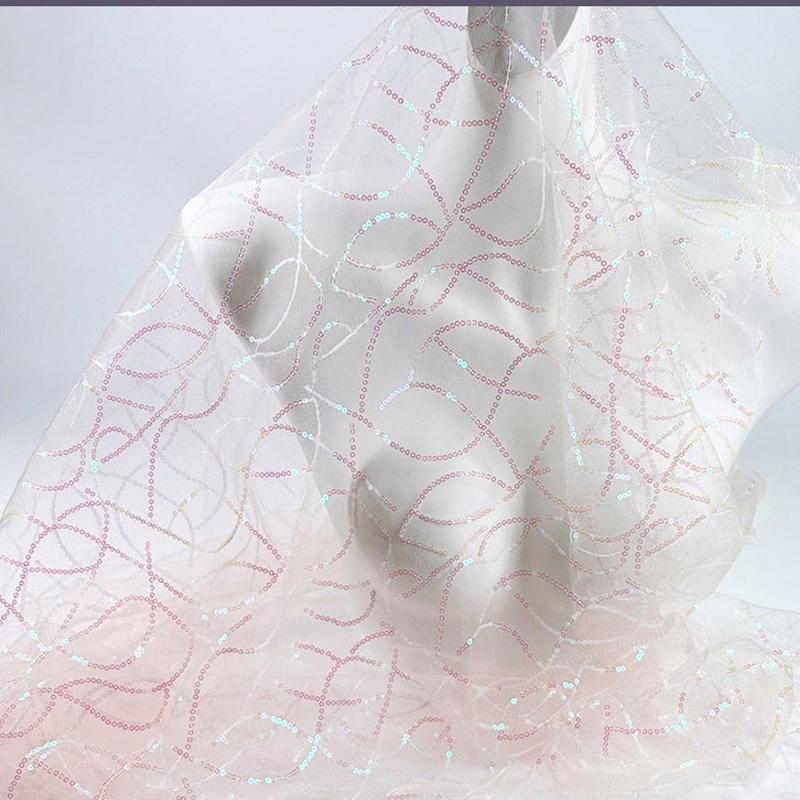 0.5m/1m/2m 3mm Line Glitter Mesh Fabric for Performance Costumes Stage Decorations Wedding Headbands Handmade DIY Sewing Fabrics