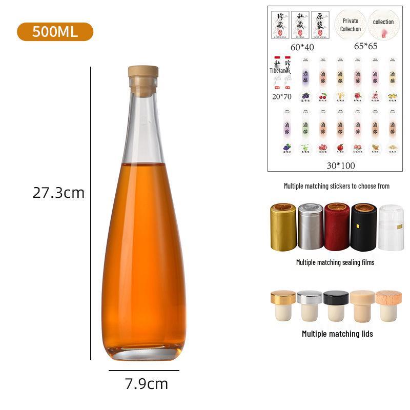 Transparent Glass Wine Bottles for Home Brewing - Sealed & Empty for Ice Wine, Beverage, or Juice