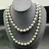 Vintage Round Anti-Valor Pearl Long Necklace Handmade Beaded Light Luxury Retro Pendant