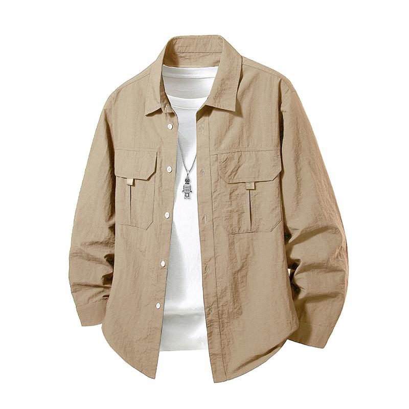 Quick Drying Long Sleeved Shirt for Men Outdoor with Added Fat and Oversized Top, Sports Breathable Workwear Shirt