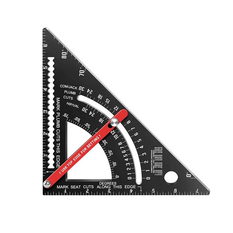 

7.5-Inch Aluminum Alloy Triangle Ruler with 45°/90° Protractor - Precision Woodworking Tool (Durable, Dual-Scale)