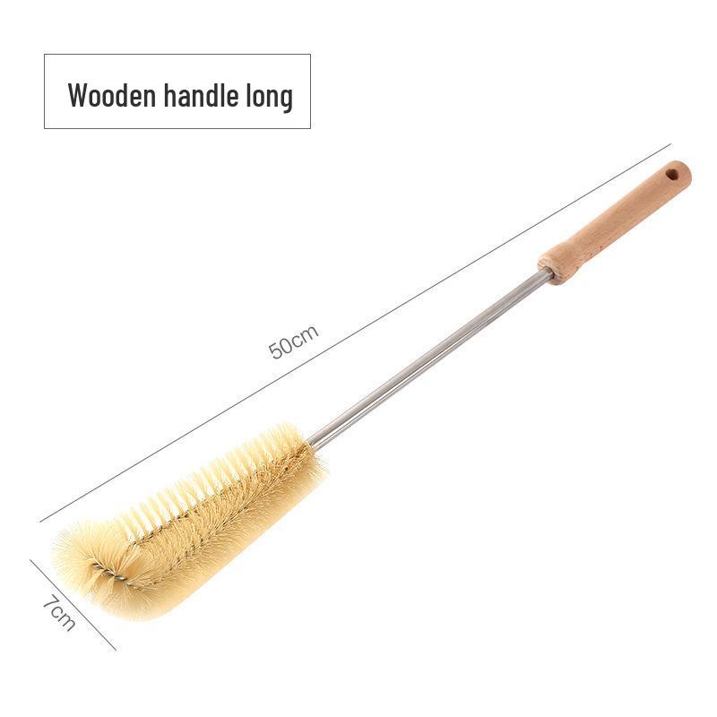 Long Wooden Handle Multifunctional Cup Cleaning Brush for Kitchen, Glasses, Insulated Cups, and Baby Bottles