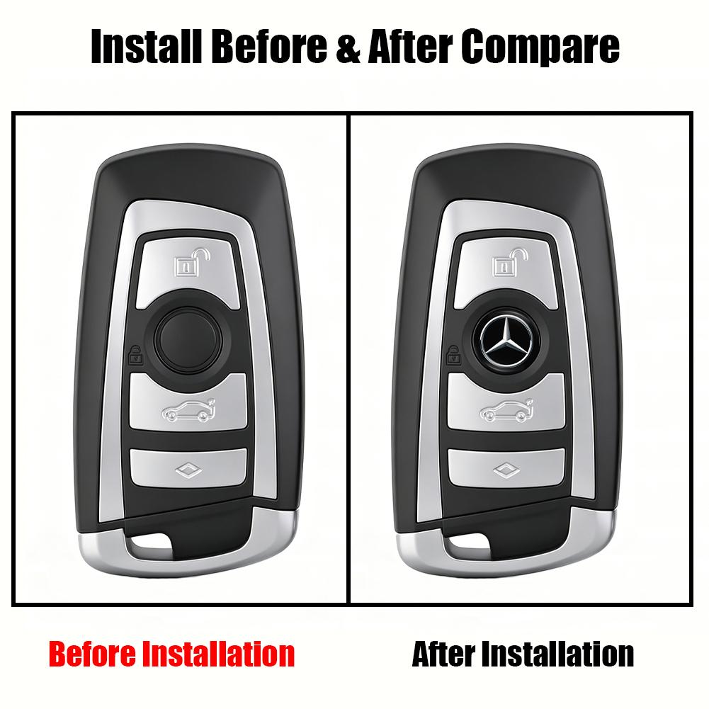 MEA4   14mm Car Key 3D Aluminum Logo Replacement Sticker Accessories For Mercedes-Benz GLC X253 X254 C-Class W205 W206 A-Class W177 GLA