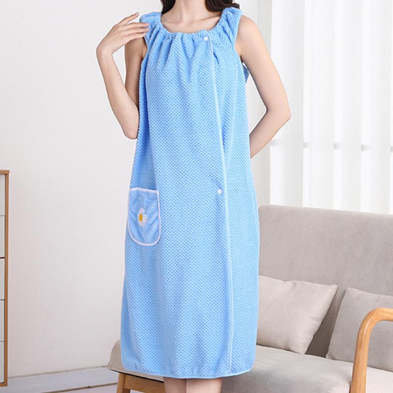 Pineapple Plaid Coral Fleece Wearable Bath Towel - Oversized, Absorbent, Quick Dry Bathrobe & Skirt