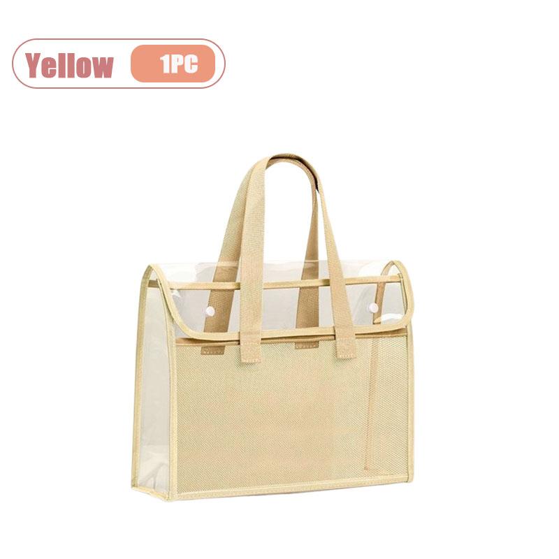 Thick Handled Document Folder Transparent Waterproof Durable Student Tutoring Paper Homework Book Storage Bag Organizer Pouch