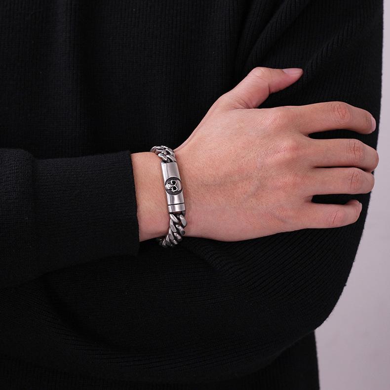 Minority Bracelet Thick Cuban Link Punk Style Skull Bracelet Men Waterproof Anti Tarnish Minimal Jewelry ALN25123248