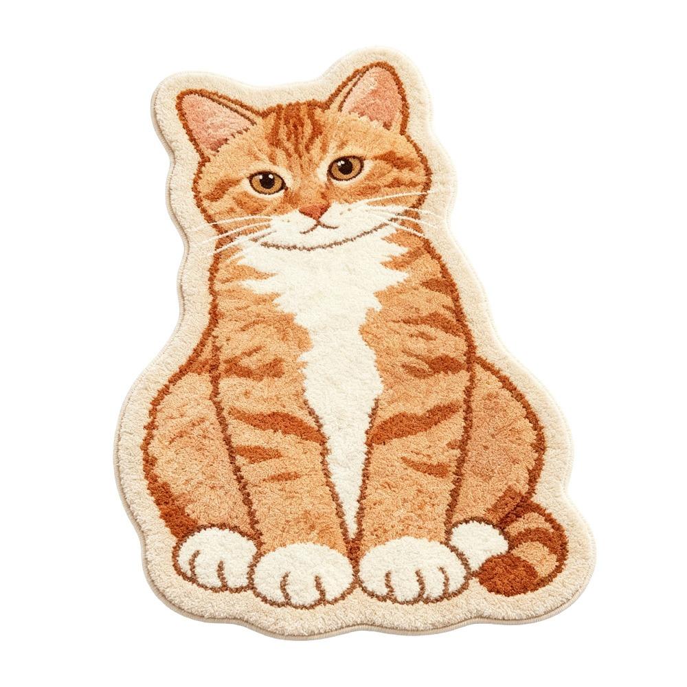 Soft Plush Cat-Shaped Area Rug Anti-fouling Cartoon Carpet Funny Home Decor Carpet  for Bedroom