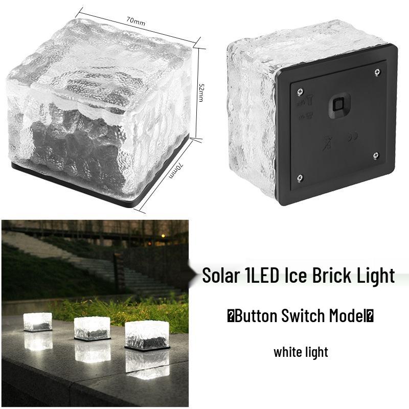 Waterproof Solar Ice Brick Garden Lights - Outdoor Glass Deck & In-Ground Lights