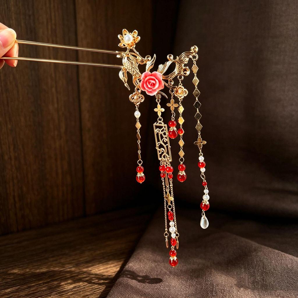 Épingle à cheveux en forme de U Fleur de Carpe Style Ancien Heurtoir de Chignon pour Cheveux pour Femmes Heurtoir de Chignon Chinois
