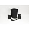 Rubberized Plastic Bathroom Accessories Set Ribbed Toothbrush Holder Wastebasket Soap Pump Organizer Tray 4-Piece Black Decor