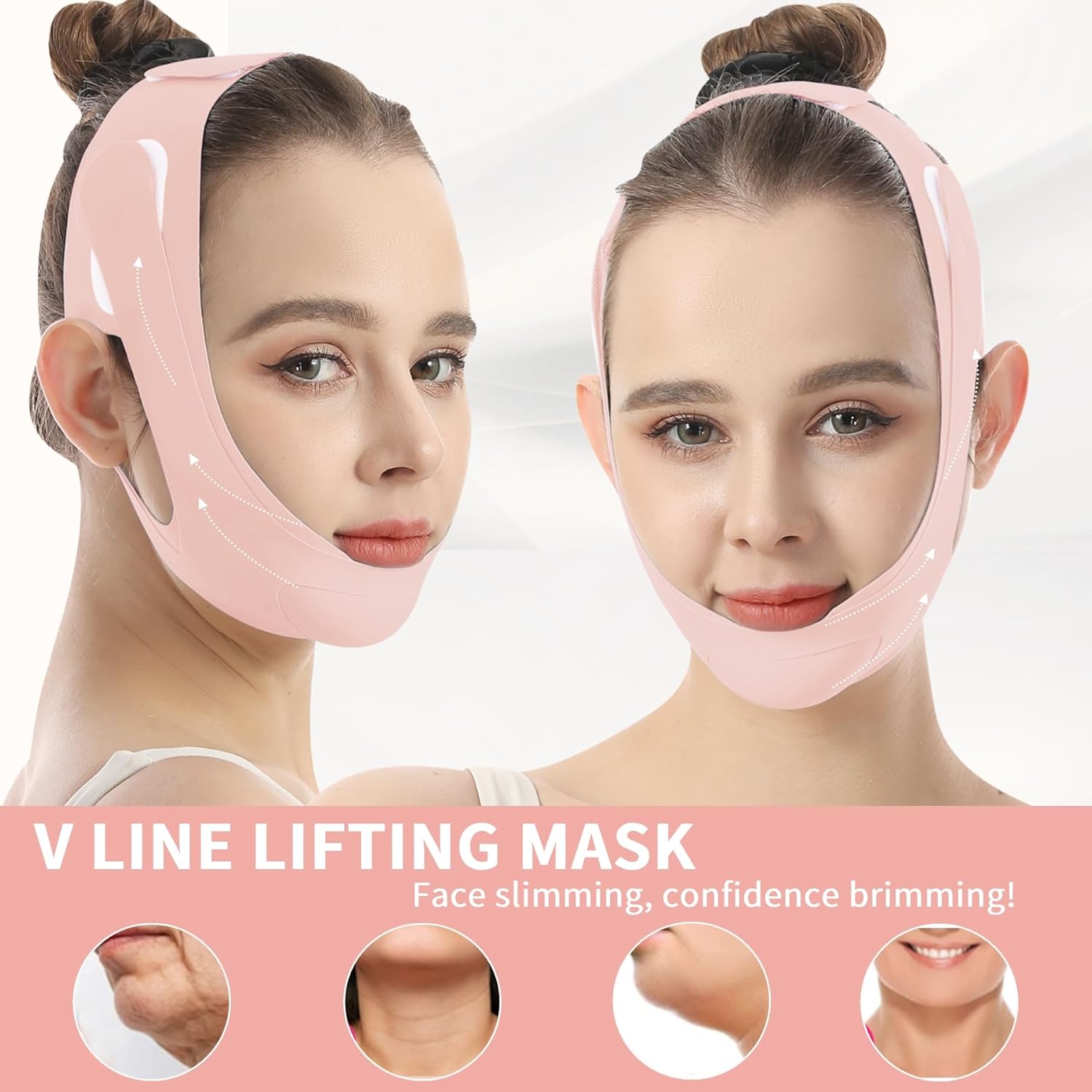 Тейп для подтяжки лица - V-образная лифтинг-маска, ремешок для подбородка для сна, регулируемый ремешок для подтяжки лица, контурный 3D-дизайн, пояс для подтяжки лица, двойной подбородок