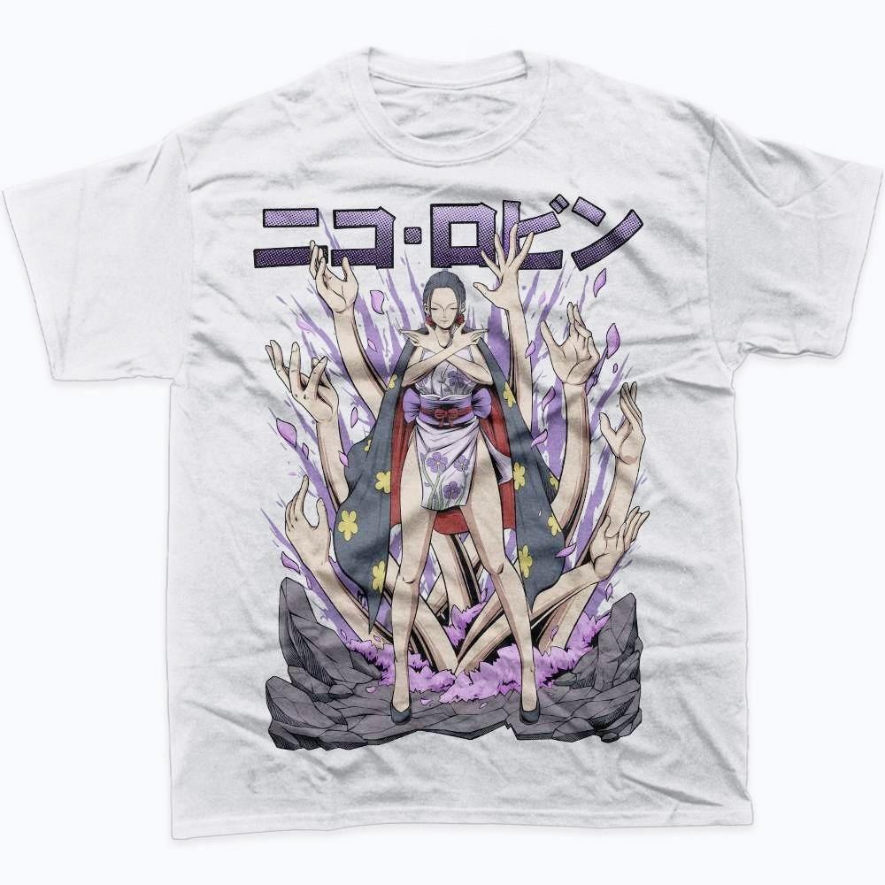 

One Piece Men Women Cotton Nico Robin Print T-shirt Summer Anime Tee 2026 Short-sleeved Retro Harajuku Y2K Streetwear Tee Tops XL