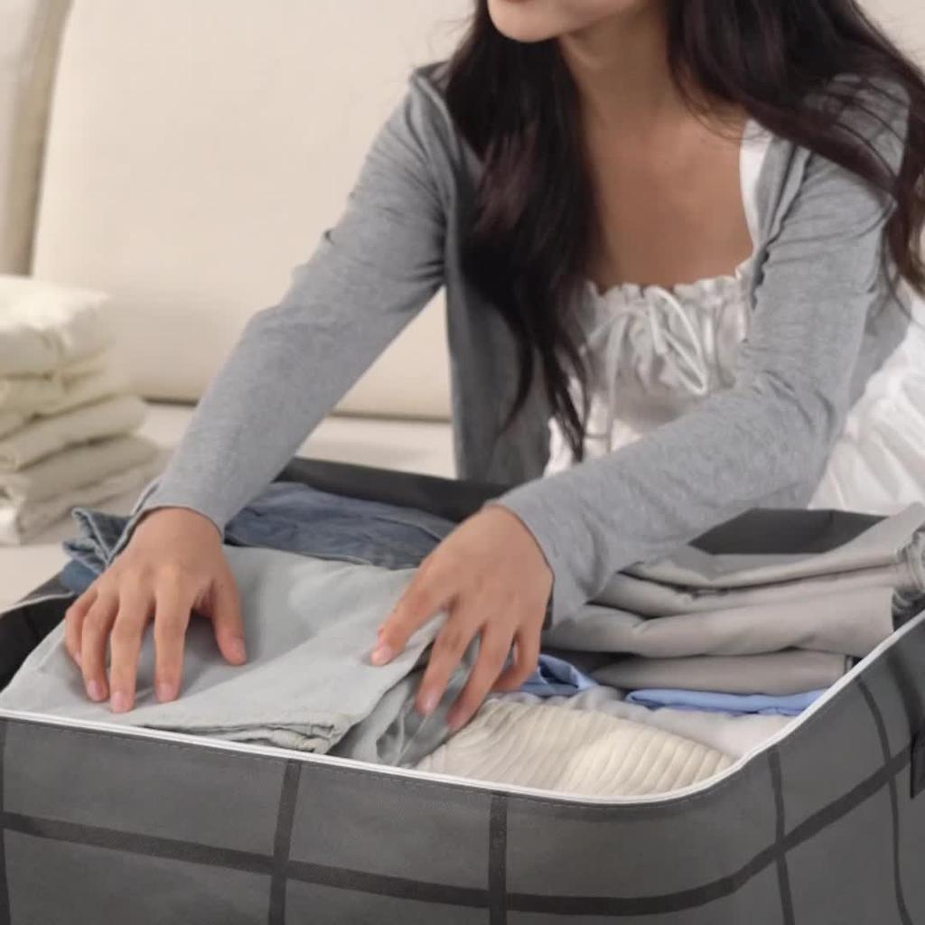 Foldable Clothes Storage Bag Large Capacity Organizer With Handle And Double Zipper For Bedding Moving Travel Under Bed Storage