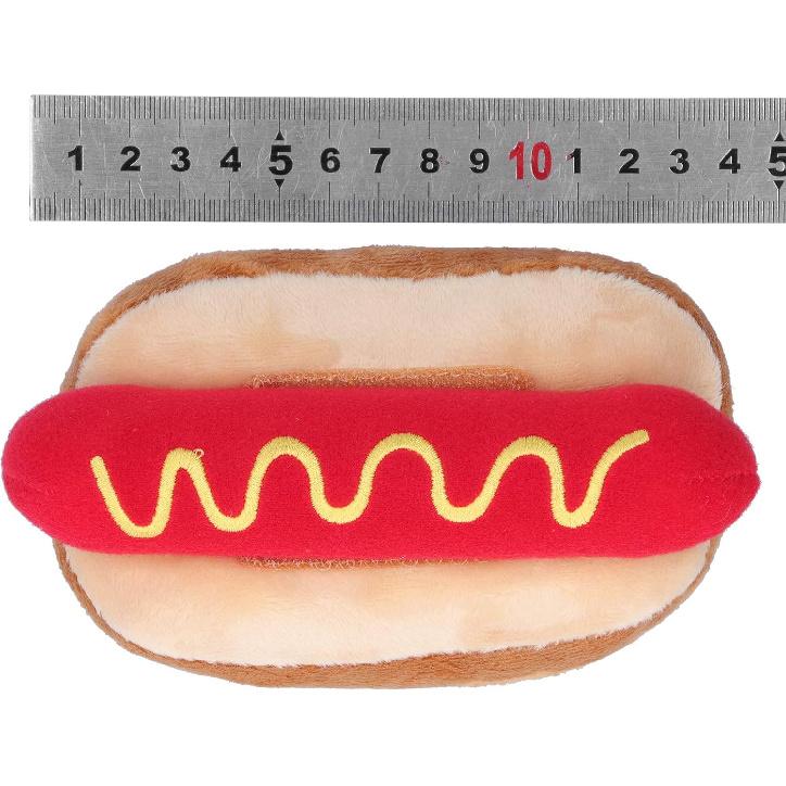 

Jeanoko Hot Dog Toy Exquisite Design Food Shape Stuffed Toy Squeezable Soft Plush Dog Toy Soft Plush Hot Dog Shape for Cats Dogs