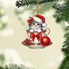 Acrylic Teacup Cat Hanging Ornaments Cute Cartoon Cat Christmas Ornament 2D