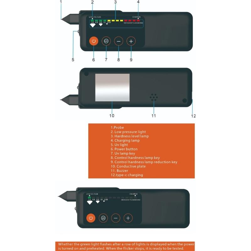 Penna Tester Diamanti Pratica Strumento di Test per Gioielli Indicatore LED Tester Perfetta per la Verifica Rapida e Sicura dei Diamanti