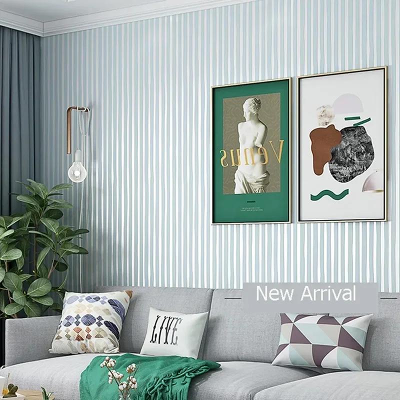 Modern Vertical Stripe Wallpaper Pink Blue Striped Living Room Decor TV Wallpapers 3d Elegant Home Decoration Wall Papers