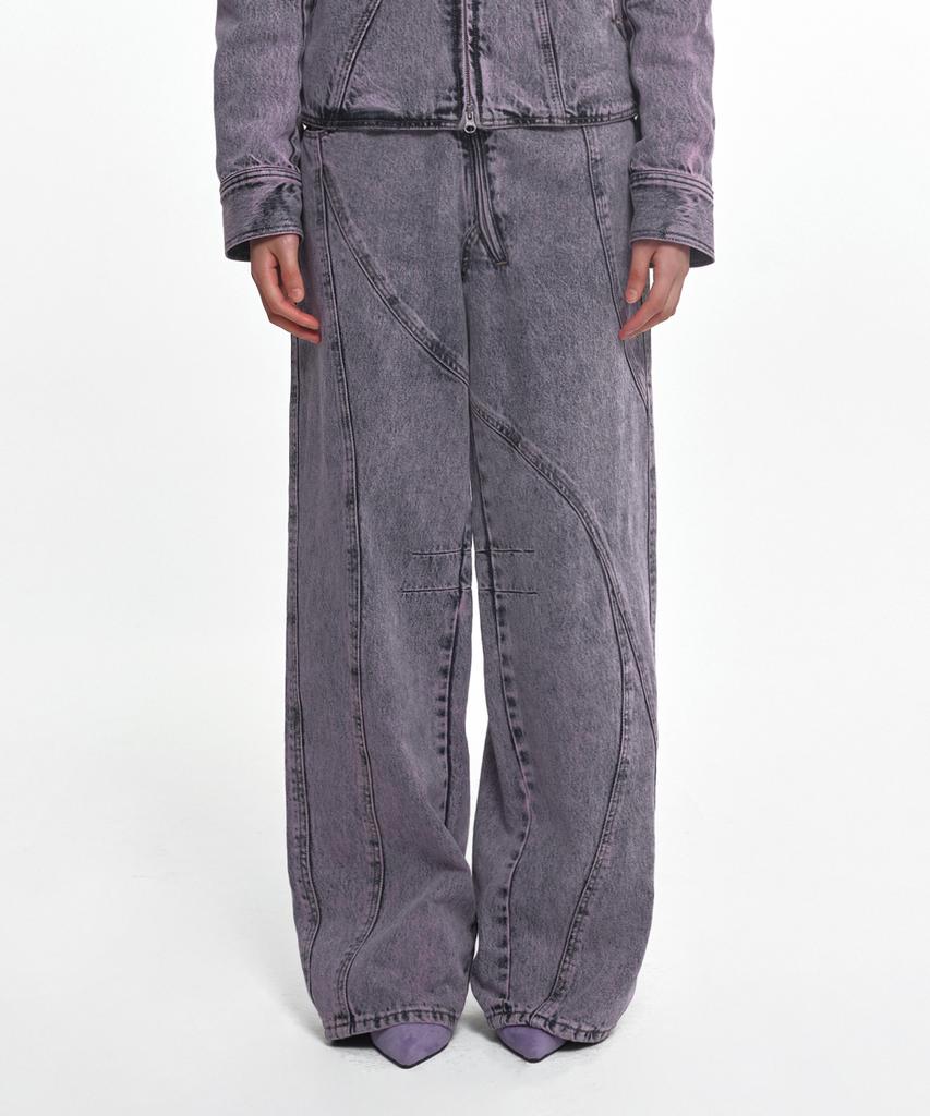NACHE Wavy Seam Line Denim Pants (Unisex) Gray
