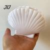 Small Item Storage Organizer Shell Shape Toothbrush Holder for Bathroom Countertop, 2 Compartments Waterproof Countertop Toothpaste Stand Desktop