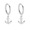 Fashion Versatile Stainless Steel White Zirconium Earrings Men's and Women's Small Fresh Starfish Shell Anchor Pendant Earrings Earrings